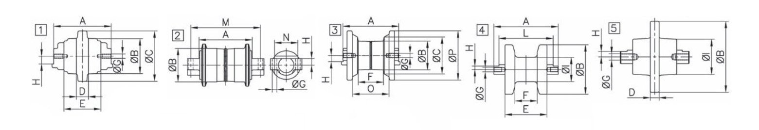 Dimensions of a bottom roller