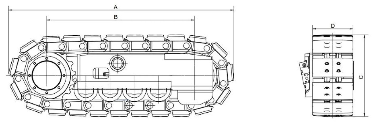 for road milling, surface mining, concrete paver track undercarriage system(single side)